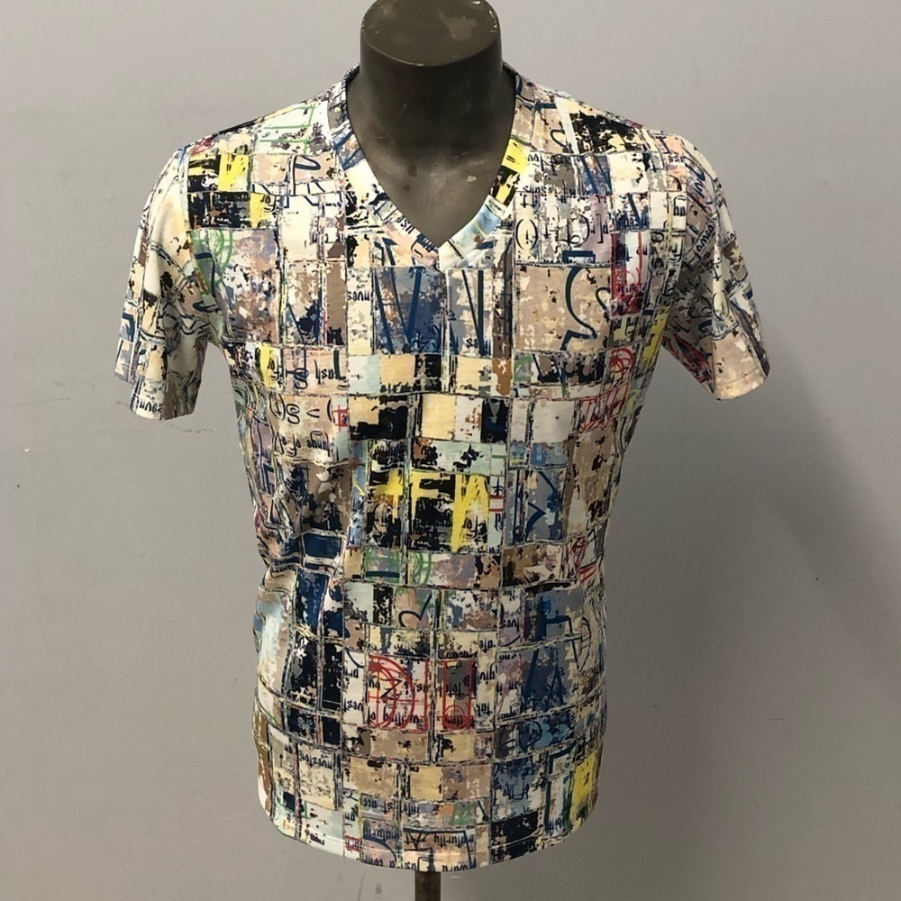 Steven land t-shirt vneck collage print regular